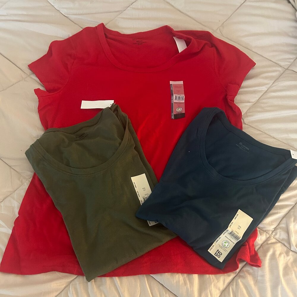 NWT Short Sleeve Tops- Red, Army Green and Navy.